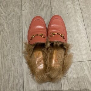 Gucci Princetown mules pink leather slippers